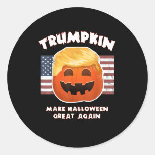 Sticker Rond Trumpkin Funky Citrouille Pie Pun Libéraux América