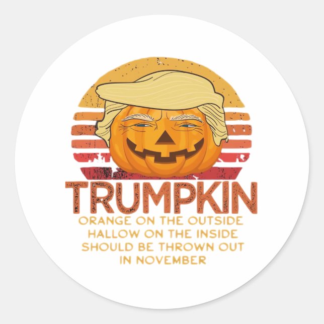 Sticker Rond Trumpkin Halloween Funny Classic - Pumpk politique (Devant)