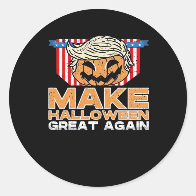 Sticker Rond Trumpkin Halloween politique Vintage drôle (Devant)