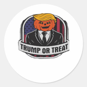 Sticker Rond Trumpkin Ou Traiter Halloween - Costume Politique