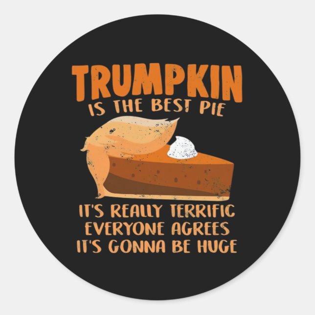Sticker Rond Trumpkin Pie Drôle Design - Thanksgiving Party Hol (Devant)