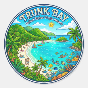 Sticker Rond Trunk Bay Îles Vierges des États-Unis