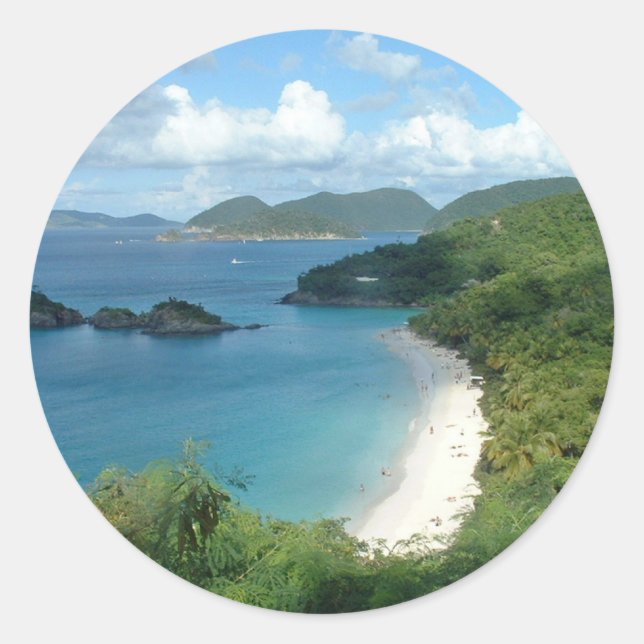 Sticker Rond Trunk Bay, St. John, USVI (Devant)