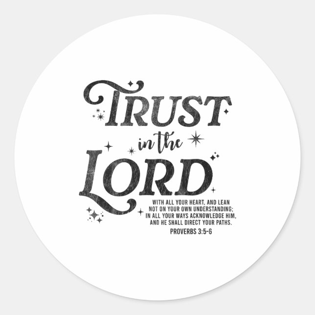 Sticker Rond Trust In The Lord Christian Faith Jesus Bible Vers (Devant)