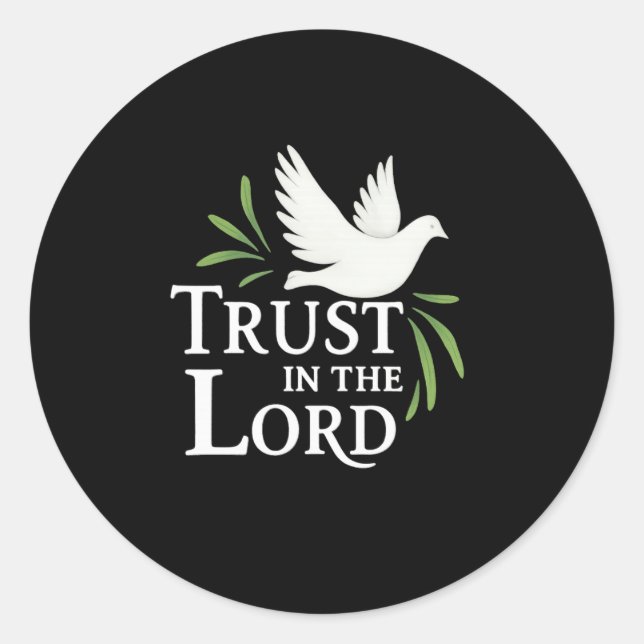 Sticker Rond Trust in the Lord White Dove Christian Paper Plate (Devant)