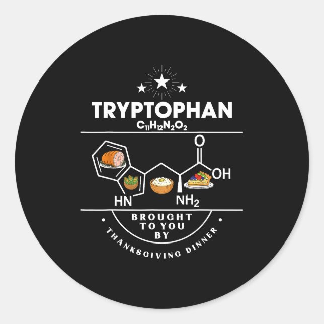 Sticker Rond Tryptophan Brought To You By Thanksgiving Dinner  (Devant)