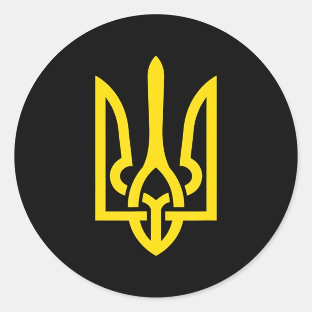 Sticker Rond Tryzub Symbol of Ukraine Ukraine Patriot Stand wit (Devant)