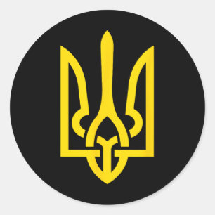 Sticker Rond Tryzub symbole de l'Ukraine 