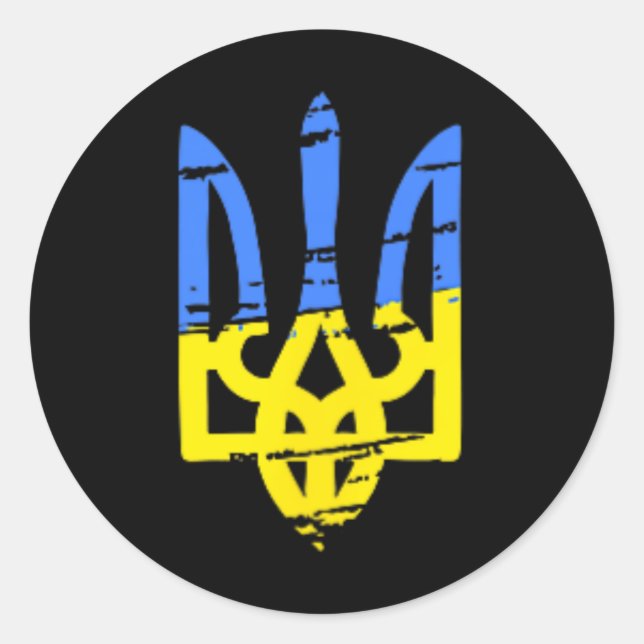 Sticker Rond Tryzub Ukraine Trident ukrainien Militaire  (Devant)