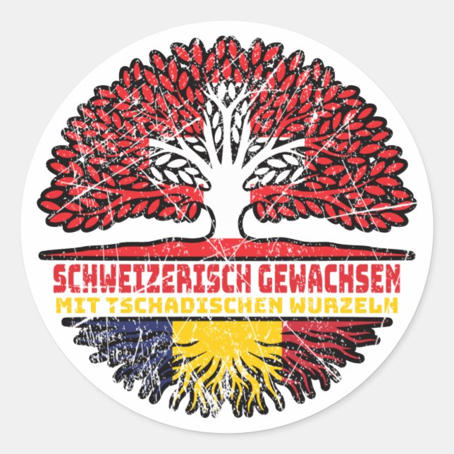 Sticker Rond Tschad Tschadisch Schweizer Schweiz Baum Wurzel (Devant)