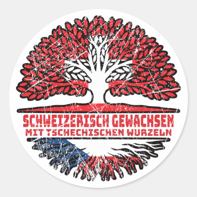 Sticker Rond Tschechien Tschechisch Schweizer Schweiz Baum (Devant)