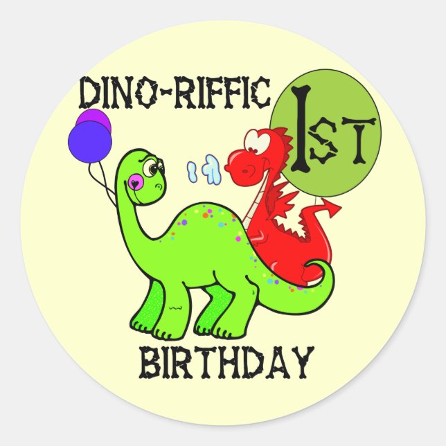 Sticker Rond Tshirts et cadeaux d'anniversaire Dinosaur (Devant)