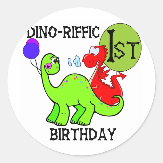 Sticker Rond Tshirts et cadeaux d'anniversaire Dinosaur (Devant)