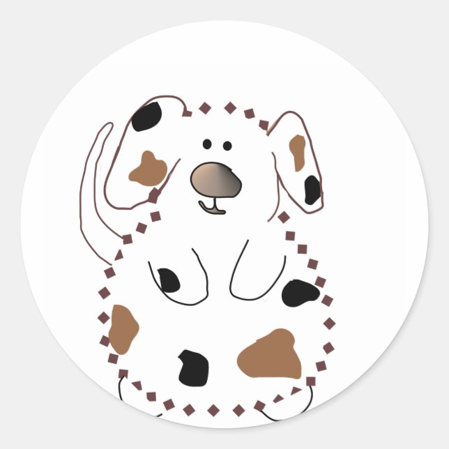 Sticker Rond Tshirts et cadeaux de chien de dessin animé (Devant)