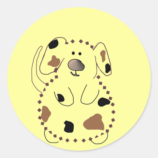 Sticker Rond Tshirts et cadeaux de chien de dessin animé (Devant)
