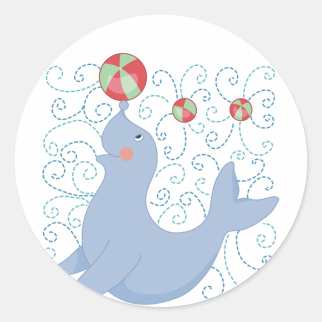 Sticker Rond Tshirts et cadeaux de phoque en jeu (Devant)