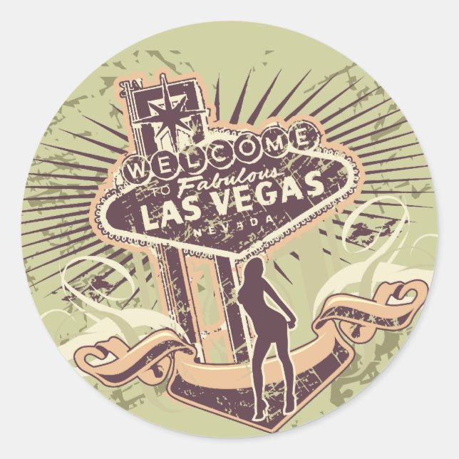 Sticker Rond Tshirts et cadeaux Las Vegas Nevada (Devant)