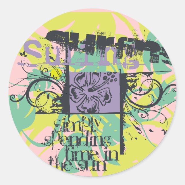 Sticker Rond Tshirts et cadeaux pour le surf (Devant)