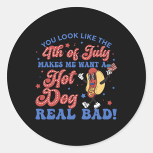 Sticker Rond Tu As L'Air 4 juillet Me Fait Vouloir Un Chien Cha