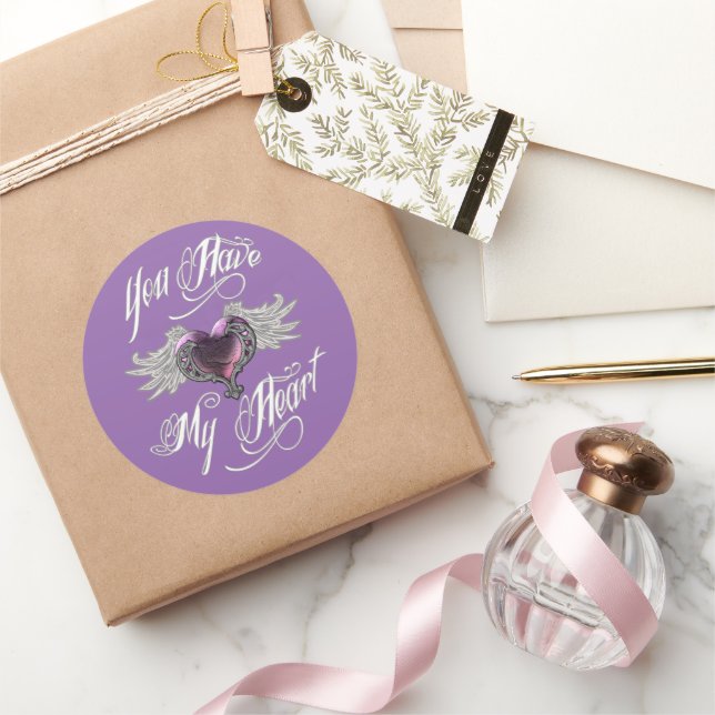 Sticker Rond Tu As Mon Coeur Rose (Cadeaux)