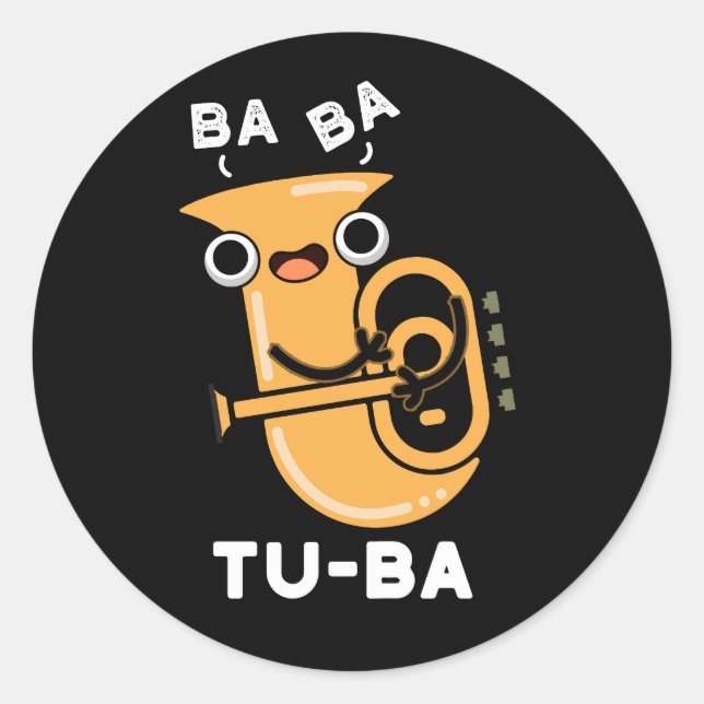 Sticker Rond Tu-ba Blagues de Tuba Drôles Fond Sombre (Devant)