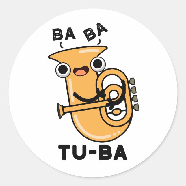 Sticker Rond Tu-ba Blagues drôles sur le tuba  (Devant)
