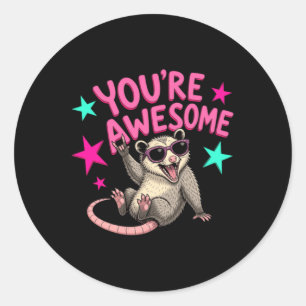 Sticker Rond Tu Es Génial Opossum Png Dessin Humoristique Côtie