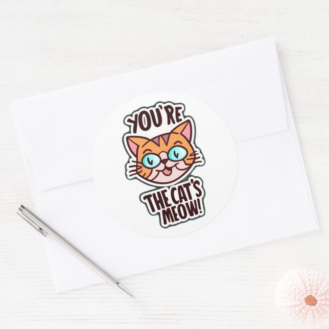 Sticker Rond Tu es la miow du chat (Enveloppe)