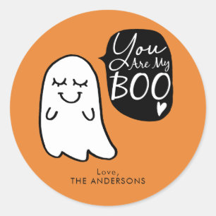Sticker Rond Tu Es Mon BOO !   Le joli fantôme d'Halloween