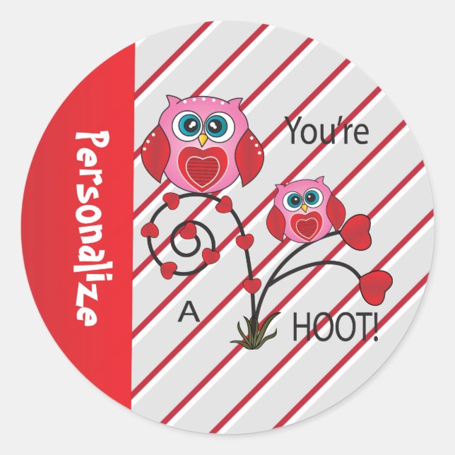 Sticker Rond Tu es un hibou de la Saint-Valentin (Devant)