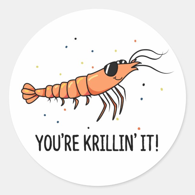 Sticker Rond Tu fais rire Krillin Pun de krill drôle (Devant)