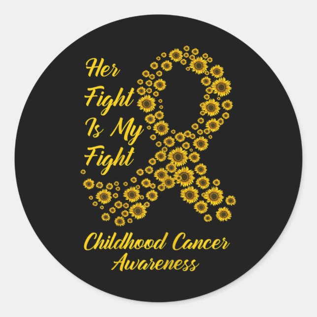 Sticker Rond Tu Her Fight Is My Fight Chilhood Cancer Awards (Devant)
