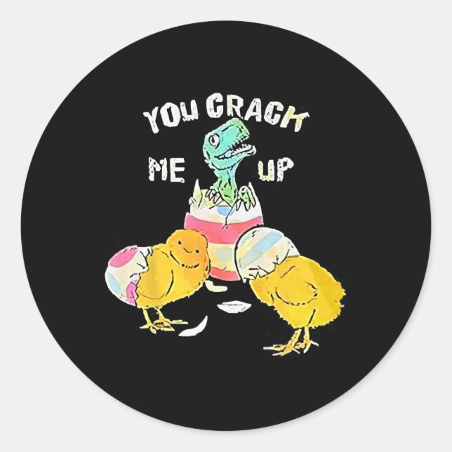 Sticker Rond Tu M'Aimeras Dino Egg Drôle Pâques (Devant)