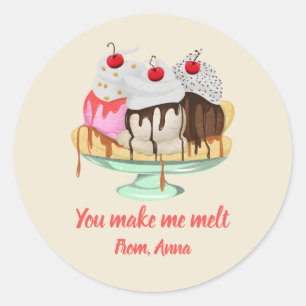 Sticker Rond Tu me fais fondre la crème glacée Valentine
