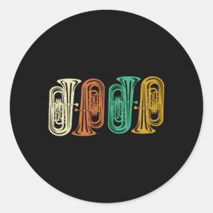Sticker Rond Tuba Musique Tuba Joueur Marche Musique Tuba