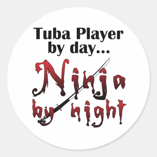 Sticker Rond Tuba Player by Day... (Devant)