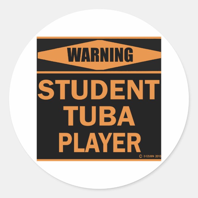 Sticker Rond Tuba Player étudiant (Devant)