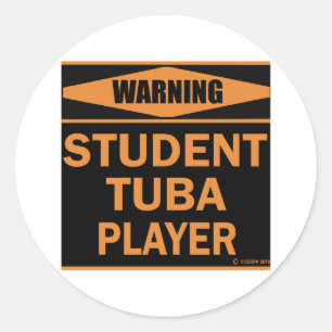 Sticker Rond Tuba Player étudiant