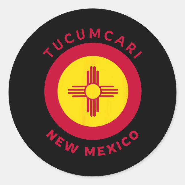 Sticker Rond Tucari New Mexico Nm Flag Zia Souvenir  (Devant)