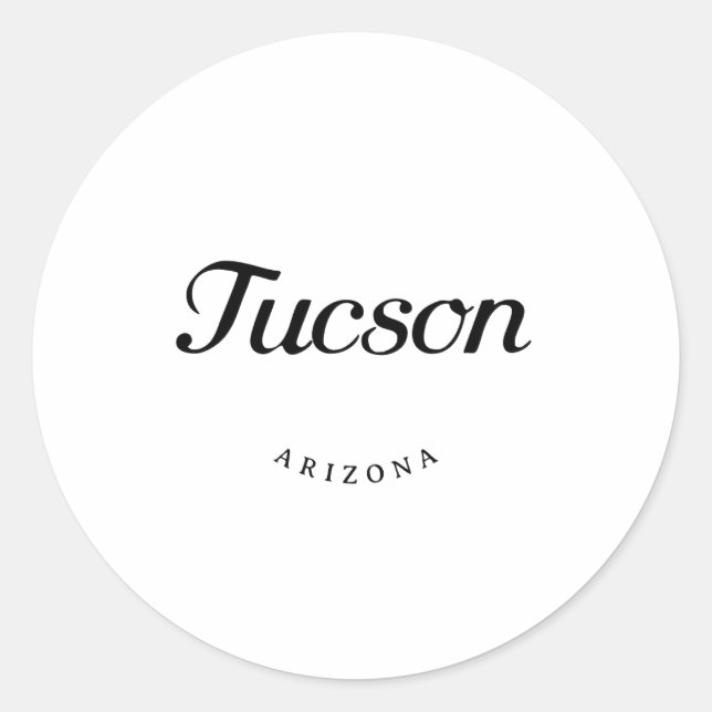 Sticker Rond Tucson Arizona Black Font (Devant)