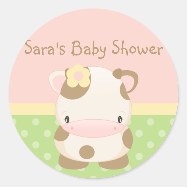 Sticker Rond Tudles Ferme Moo-Vache Baby shower-Enveloppe Sceau (Devant)