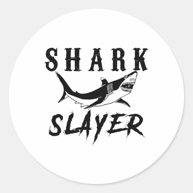 Sticker Rond Tueur de requins pêche de requin et pêcheurs en ea (Devant)