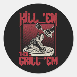 Sticker Rond Tuez Em Grill Em Bbq