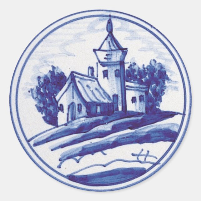 Sticker Rond Tuile bleue traditionnelle (Devant)