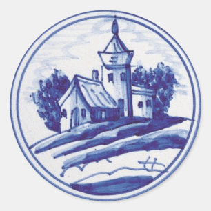 Sticker Rond Tuile bleue traditionnelle