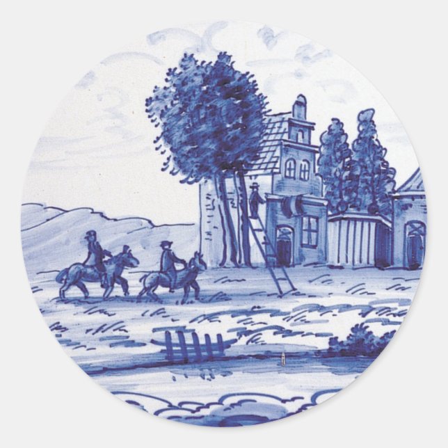 Sticker Rond Tuile bleue traditionnelle (Devant)