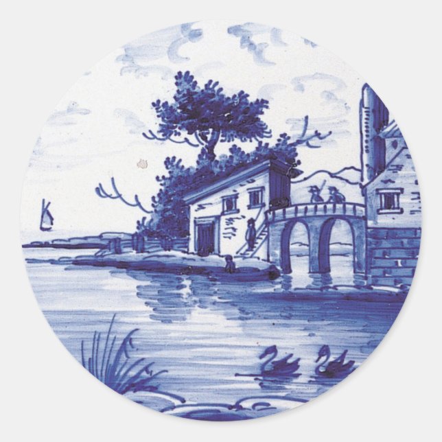 Sticker Rond Tuile bleue traditionnelle (Devant)