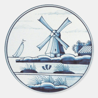 Sticker Rond Tuile bleue traditionnelle