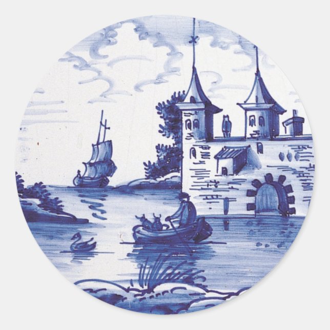 Sticker Rond Tuile bleue traditionnelle (Devant)