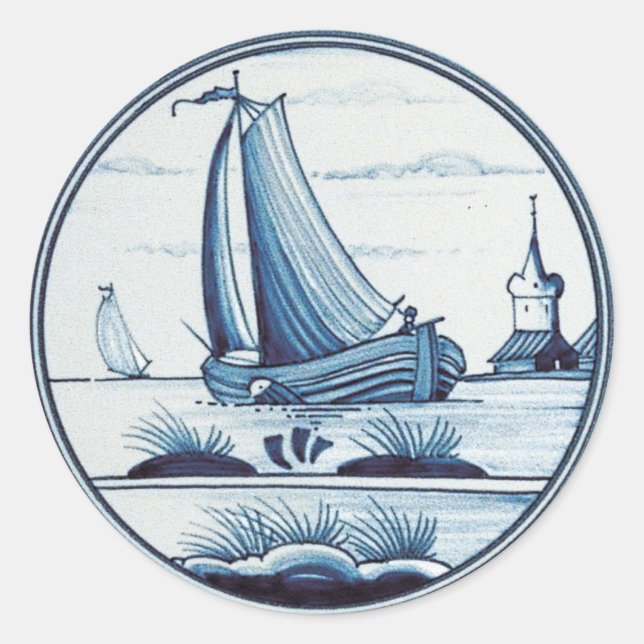 Sticker Rond Tuile bleue traditionnelle (Devant)